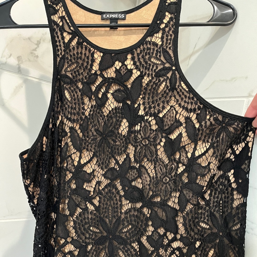 Express Women's Tank Top with Lace Overlay Size M